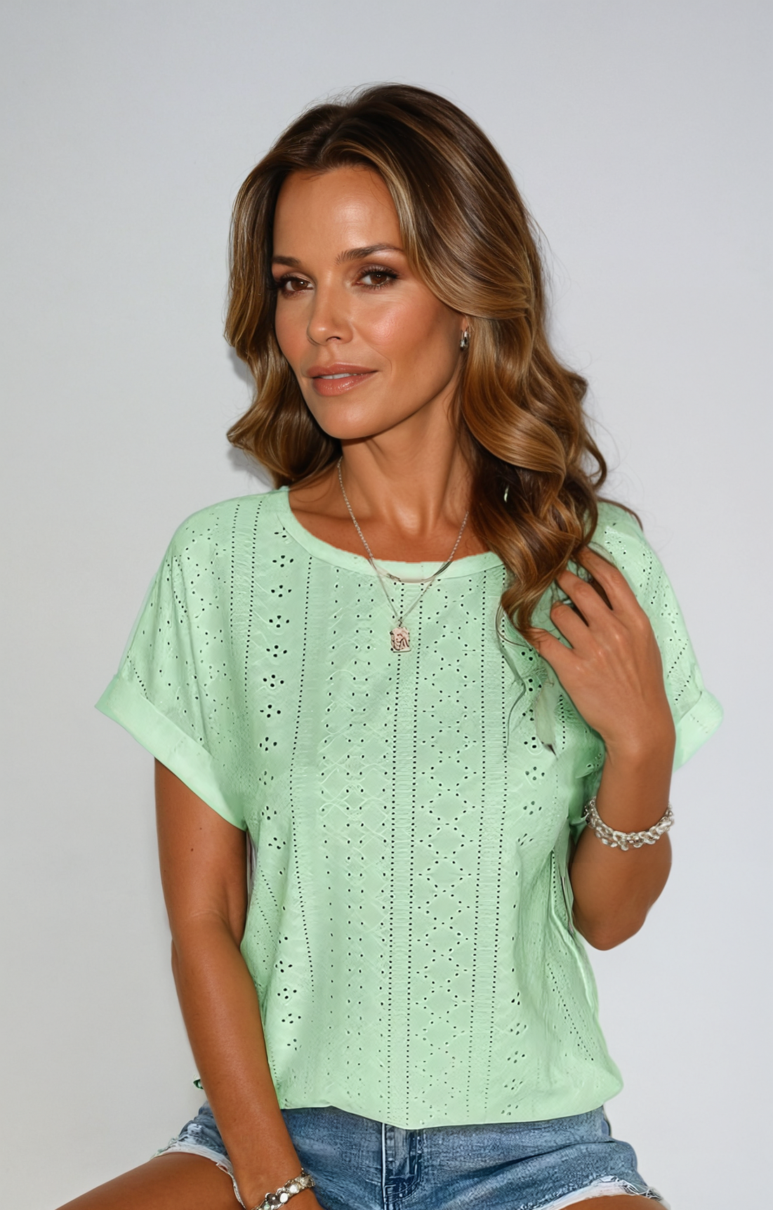 Orlena | Casual Eyelet Top