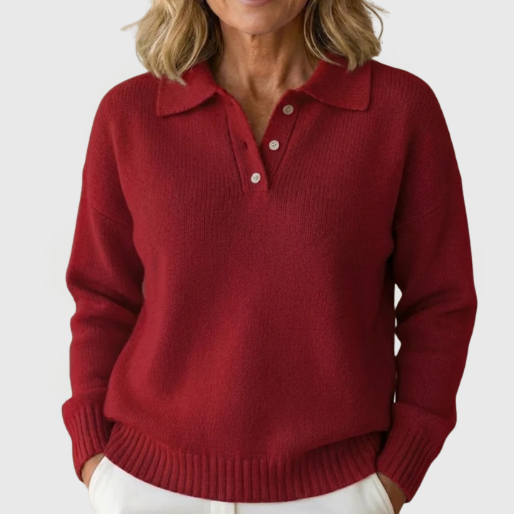 Madeline | Button-Collar Knit Pullover